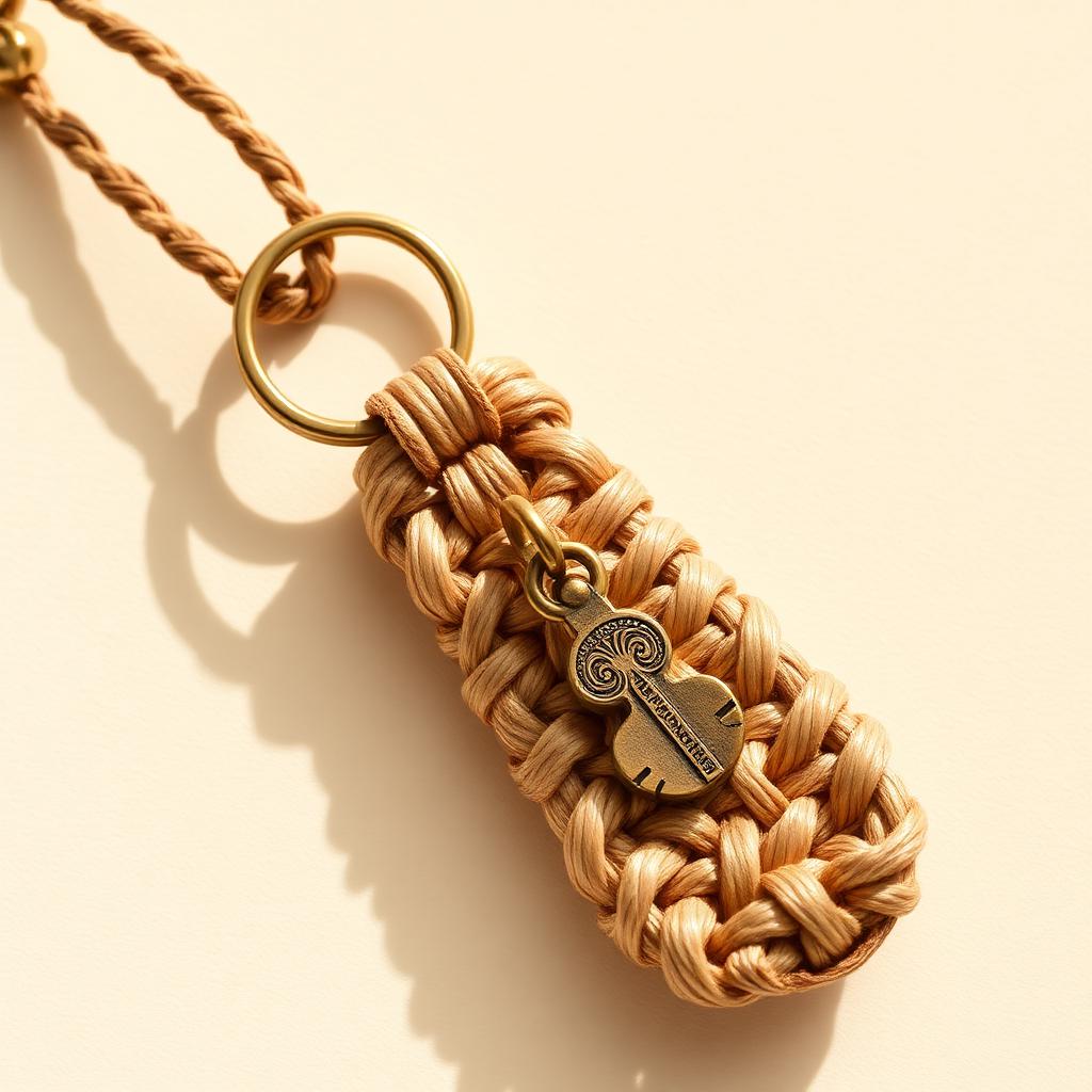 Porte-clés raffia & laiton